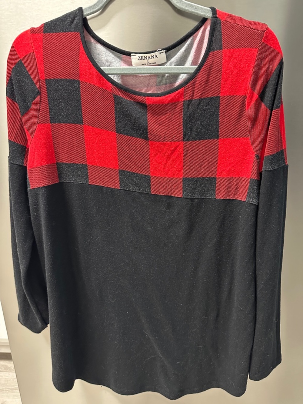 Zenana Red Buffalo Plaid & Black Long Sleeve Tee